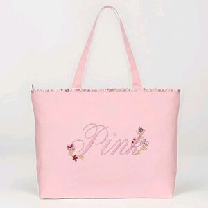 Victoria's Secret Pink Floral Canvas Tote Bag Spring Flowers